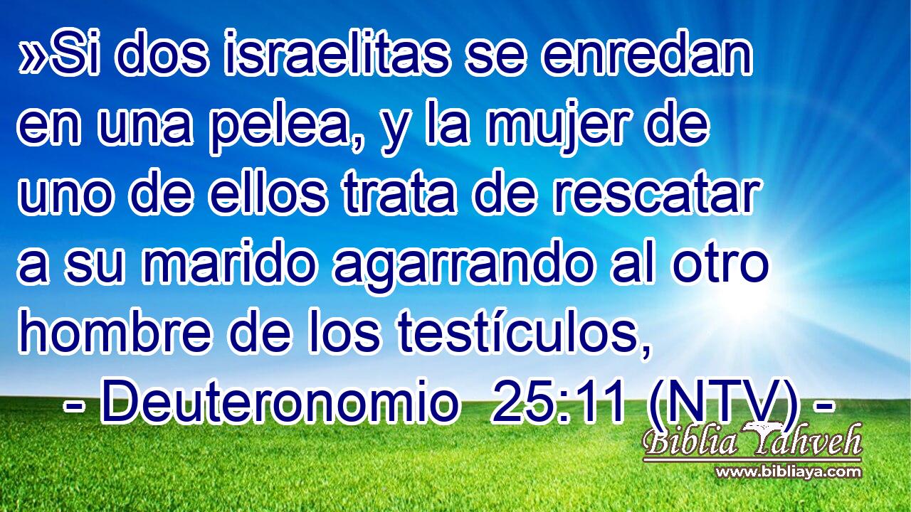 »Si dos israelitas se enredan en una pelea, y la mujer de uno de ellos trata de rescatar a su marido agarrando al otro hombre de los testículos,