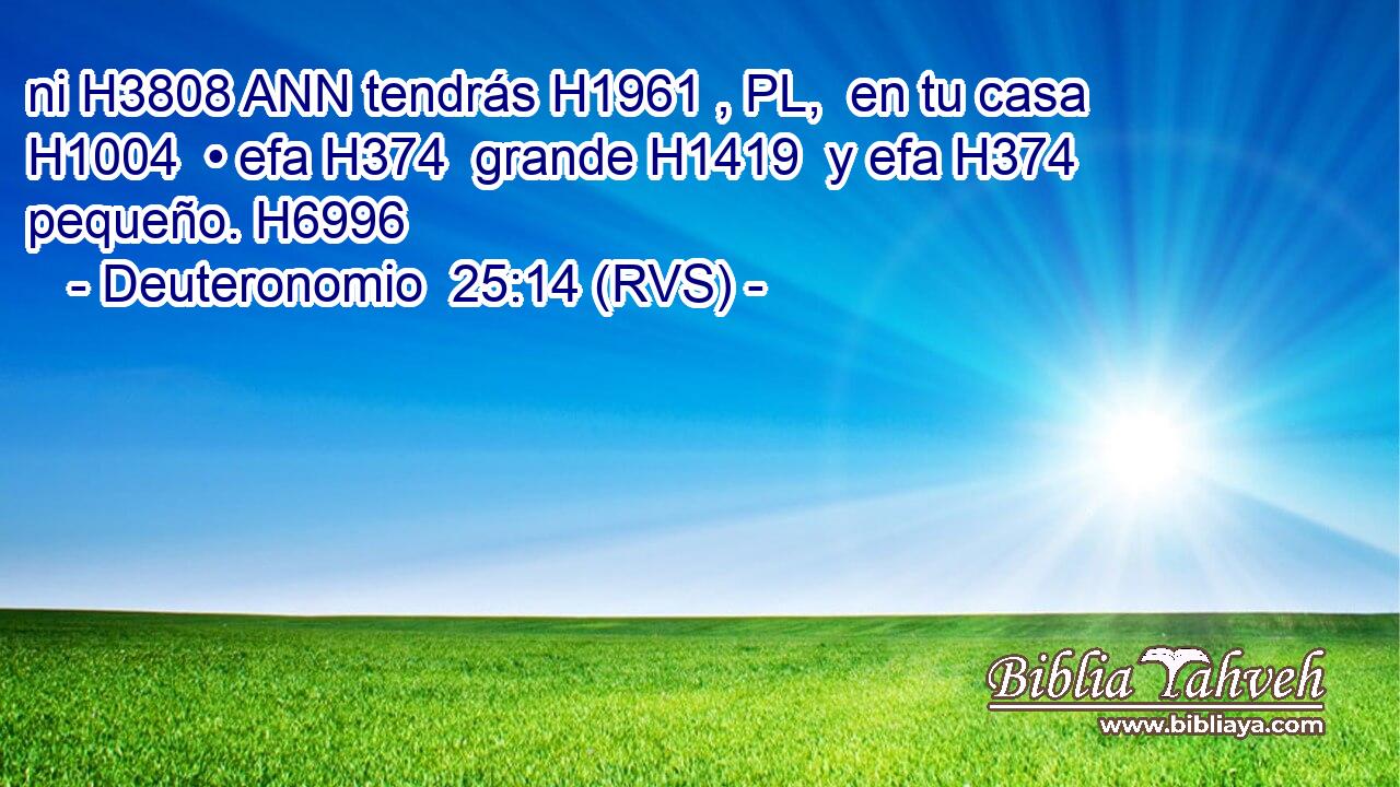 ni H3808 ANN tendrás H1961 , PL,  en tu casa H1004  • efa H374  grande H1419  y efa H374  pequeño. H6996  