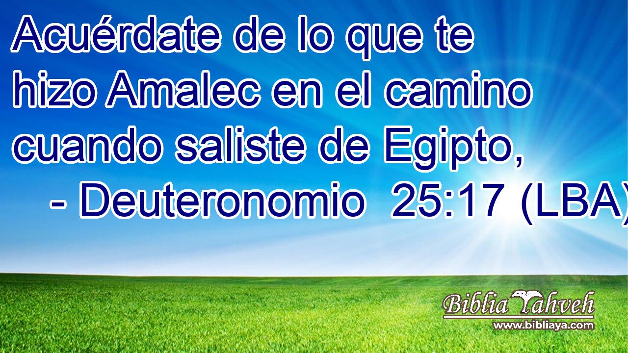 Acuérdate de lo que te hizo Amalec en el camino cuando saliste de Egipto,