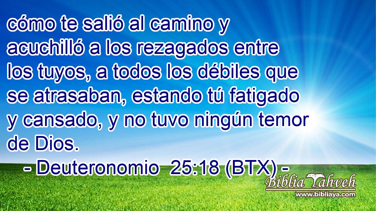 cómo te salió al camino y acuchilló a los rezagados entre los tuyos, a todos los débiles que se atrasaban, estando tú fatigado y cansado, y no tuvo ningún temor de Dios.