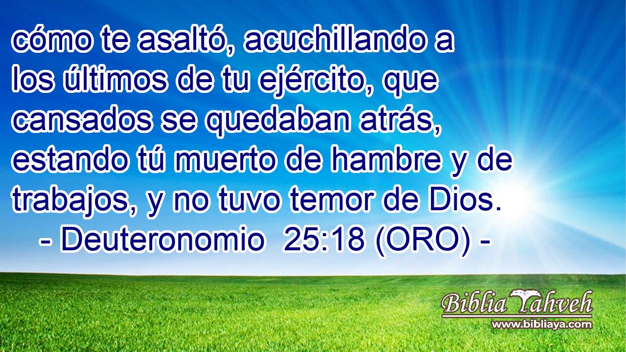  cómo te asaltó, acuchillando a los últimos de tu ejército, que cansados se quedaban atrás, estando tú muerto de hambre y de trabajos, y no tuvo temor de Dios. 