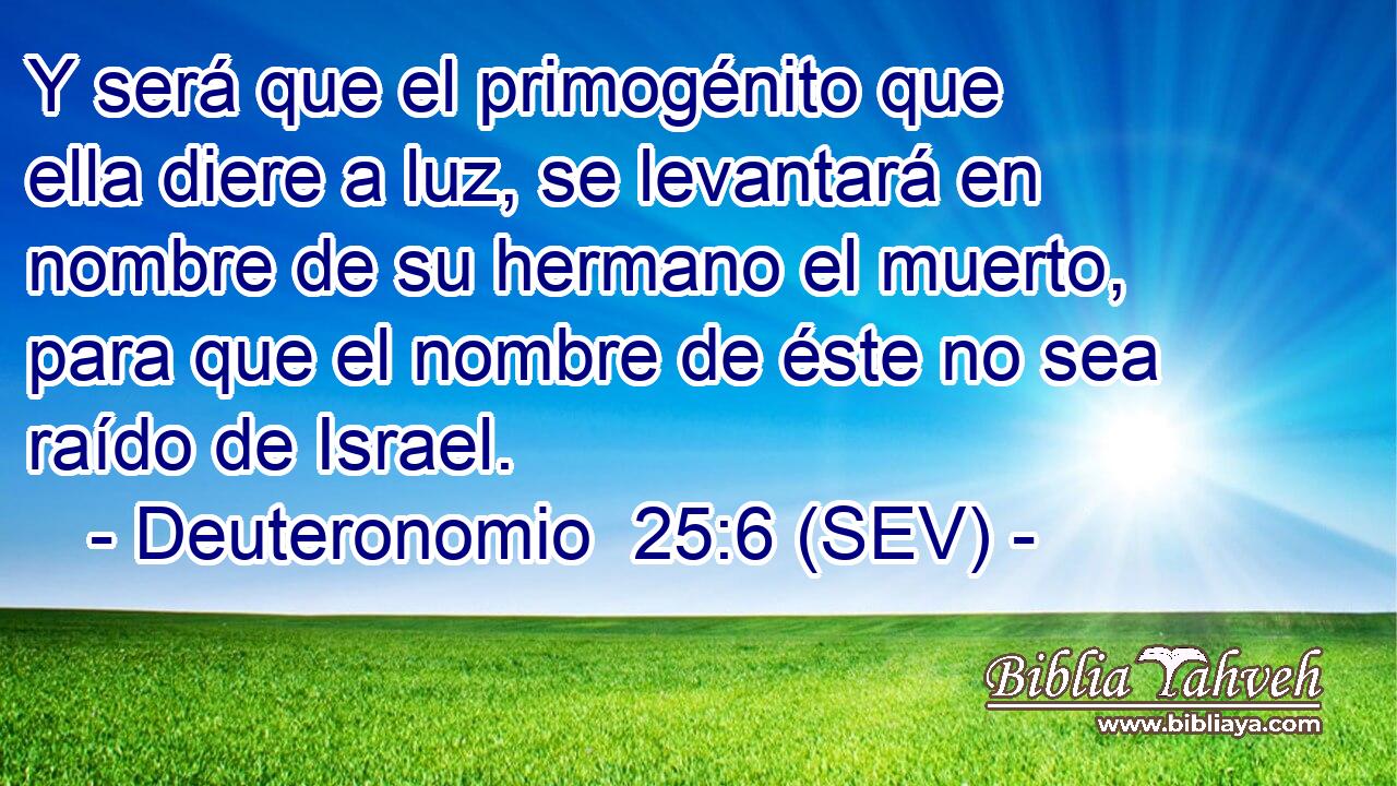Y será que el primogénito que ella diere a luz, se levantará en nombre de su hermano el muerto, para que el nombre de éste no sea raído de Israel.