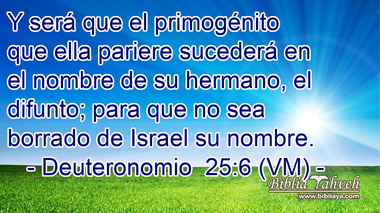  Y será que el primogénito que ella pariere sucederá en el nombre de su hermano, el difunto; para que no sea borrado de Israel su nombre. 