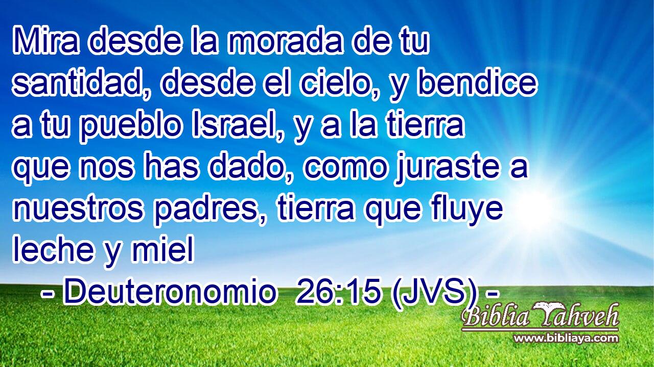 Mira desde la morada de tu santidad, desde el cielo, y bendice a tu pueblo Israel, y a la tierra que nos has dado, como juraste a nuestros padres, tierra que fluye leche y miel