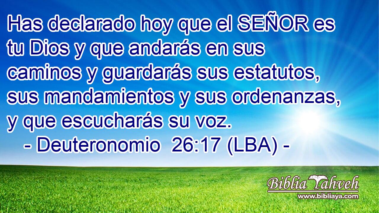 Has declarado hoy que el SEÑOR es tu Dios y que andarás en sus caminos y guardarás sus estatutos, sus mandamientos y sus ordenanzas, y que escucharás su voz.