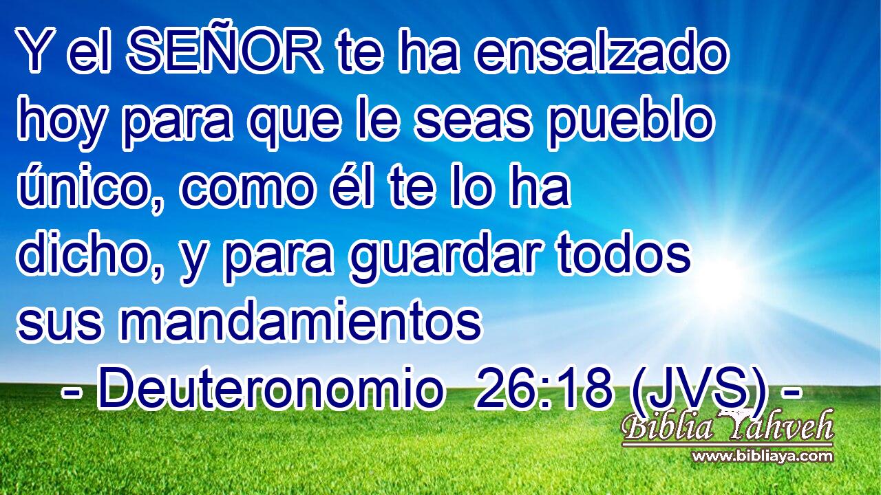 Y el SEÑOR te ha ensalzado hoy para que le seas pueblo único, como él te lo ha dicho, y para guardar todos sus mandamientos