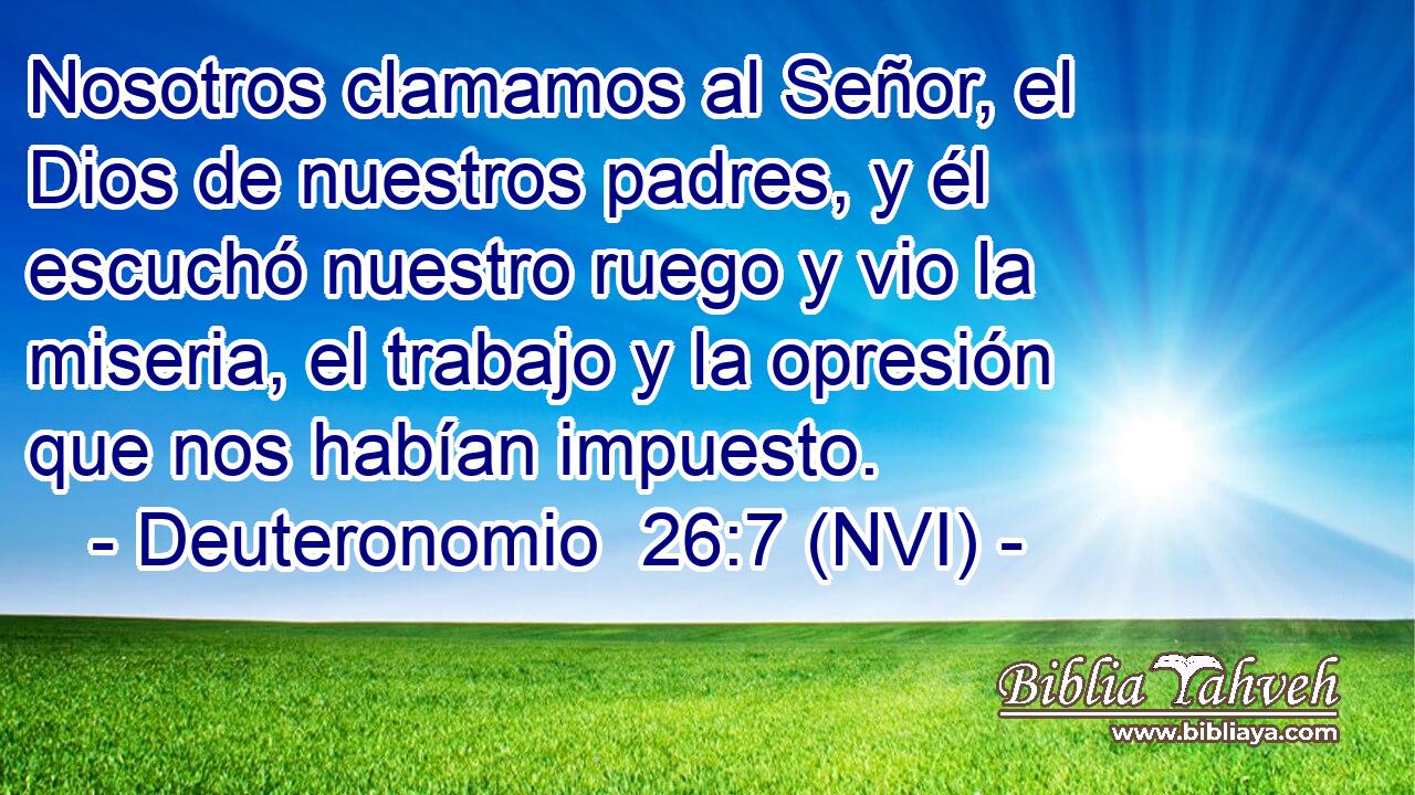  Nosotros clamamos al Señor, el Dios de nuestros padres, y él escuchó nuestro ruego y vio la miseria, el trabajo y la opresión que nos habían impuesto. 