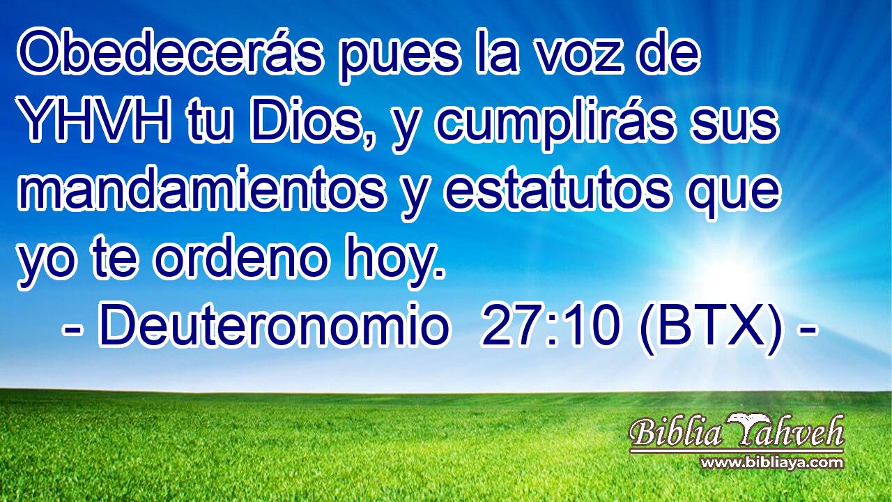 Obedecerás pues la voz de YHVH tu Dios, y cumplirás sus mandamientos y estatutos que yo te ordeno hoy.