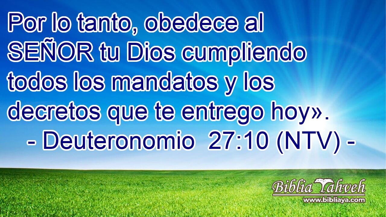 Por lo tanto, obedece al SEÑOR tu Dios cumpliendo todos los mandatos y los decretos que te entrego hoy».