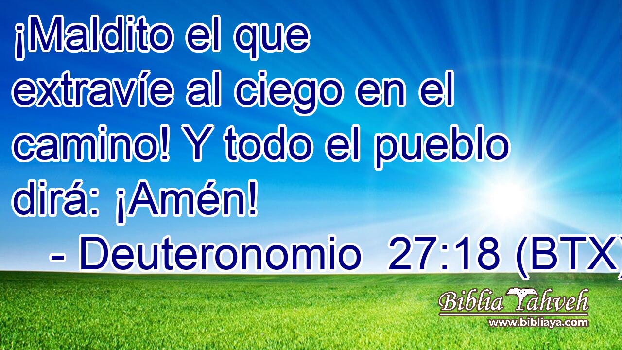 ¡Maldito el que extravíe al ciego en el camino! Y todo el pueblo dirá: ¡Amén!