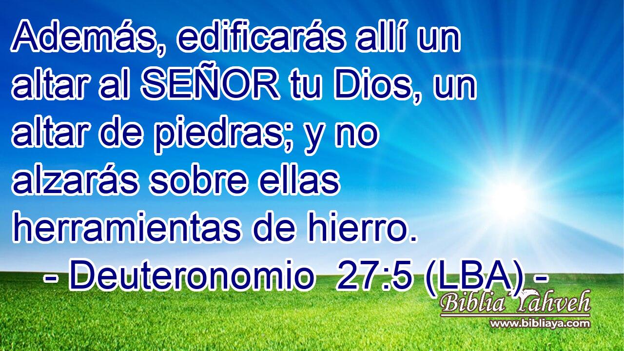 Además, edificarás allí un altar al SEÑOR tu Dios, un altar de piedras; y no alzarás sobre ellas herramientas de hierro.