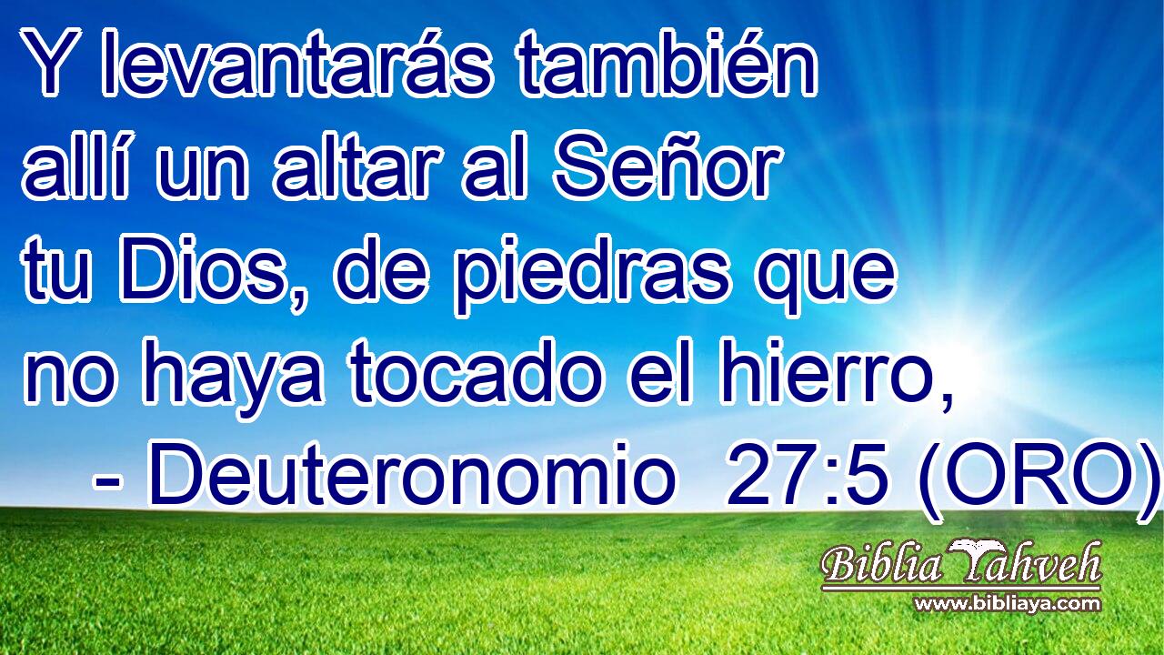  Y levantarás también allí un altar al Señor tu Dios, de piedras que no haya tocado el hierro, 