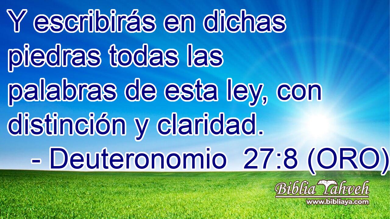  Y escribirás en dichas piedras todas las palabras de esta ley, con distinción y claridad. 