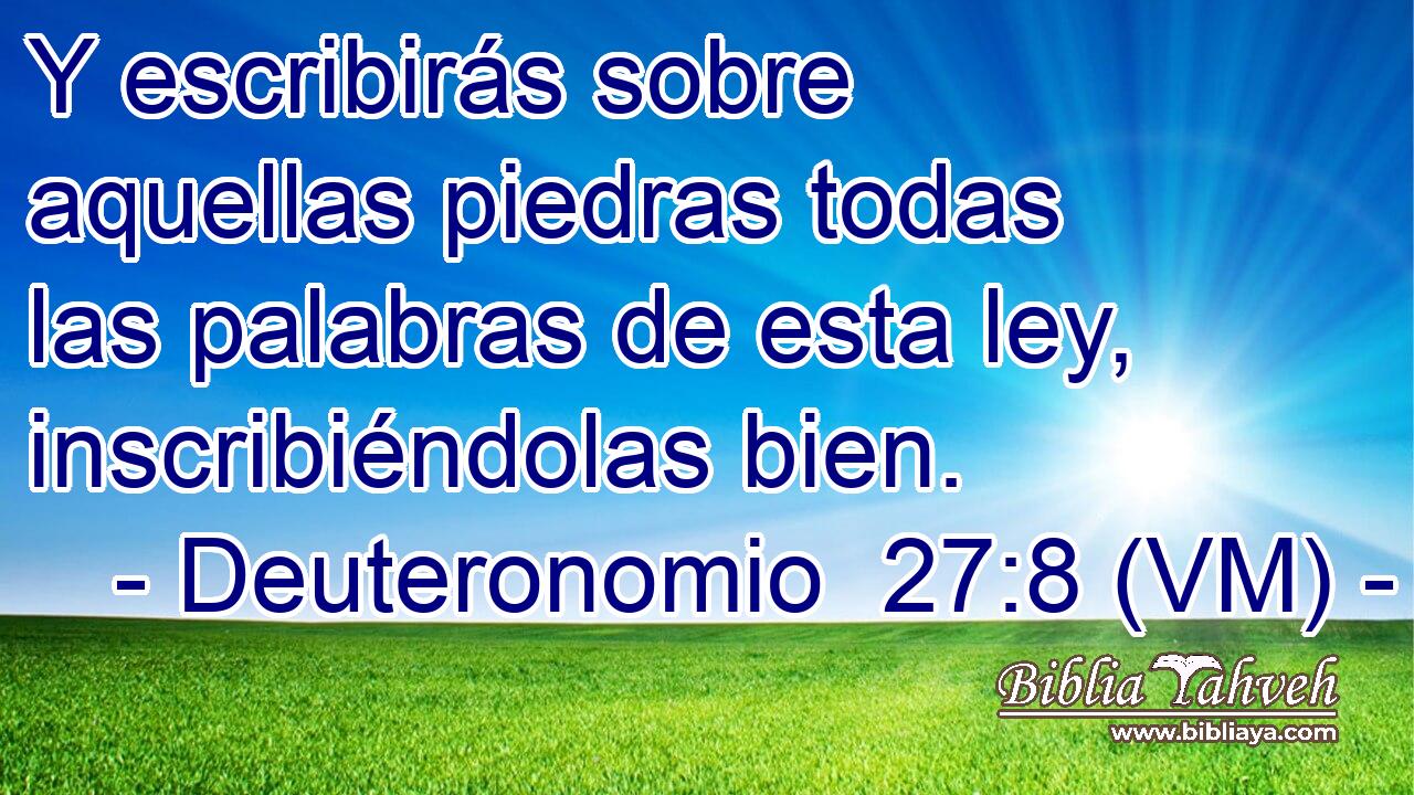  Y escribirás sobre aquellas piedras todas las palabras de esta ley, inscribiéndolas bien. 