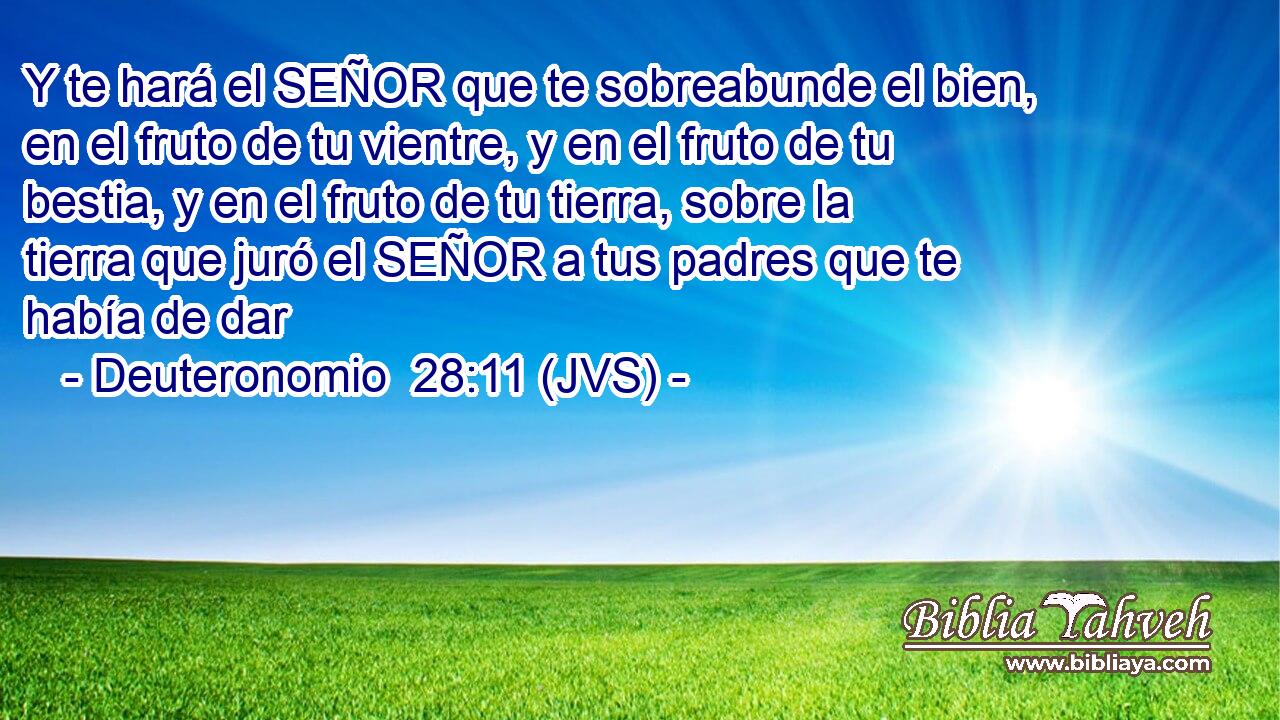 Y te hará el SEÑOR que te sobreabunde el bien, en el fruto de tu vientre, y en el fruto de tu bestia, y en el fruto de tu tierra, sobre la tierra que juró el SEÑOR a tus padres que te había de dar