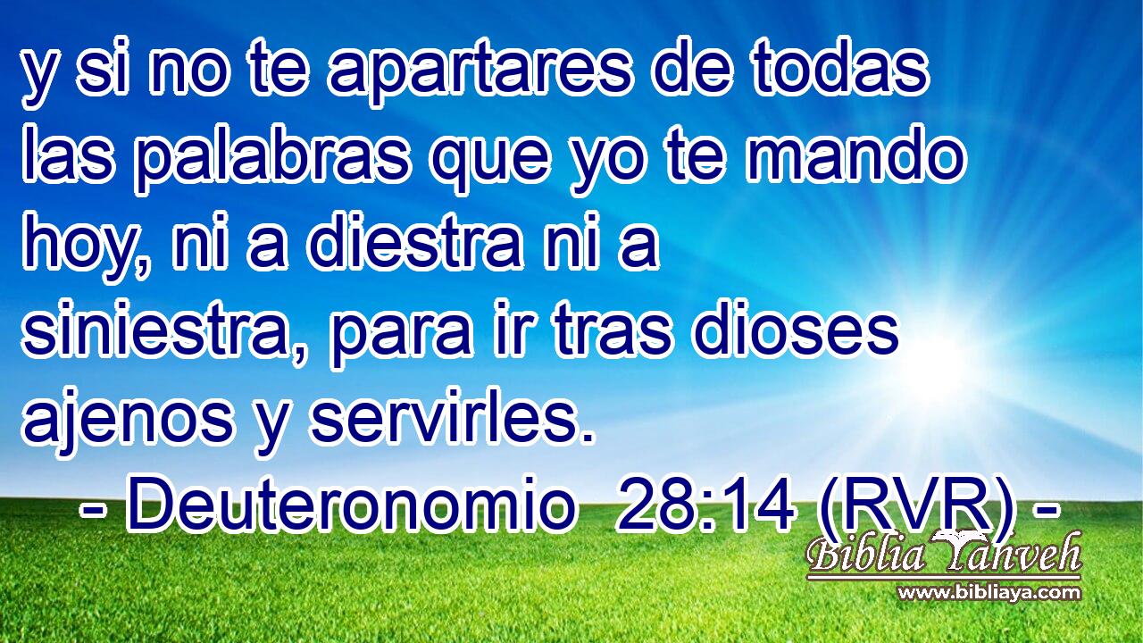 y si no te apartares de todas las palabras que yo te mando hoy, ni a diestra ni a siniestra, para ir tras dioses ajenos y servirles.