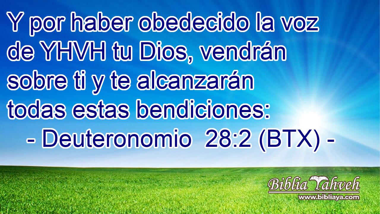Y por haber obedecido la voz de YHVH tu Dios, vendrán sobre ti y te alcanzarán todas estas bendiciones: