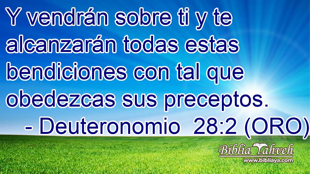  Y vendrán sobre ti y te alcanzarán todas estas bendiciones con tal que obedezcas sus preceptos. 