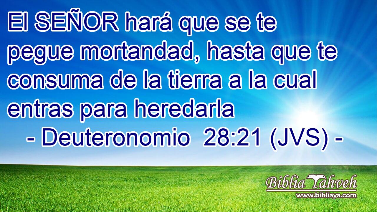 El SEÑOR hará que se te pegue mortandad, hasta que te consuma de la tierra a la cual entras para heredarla