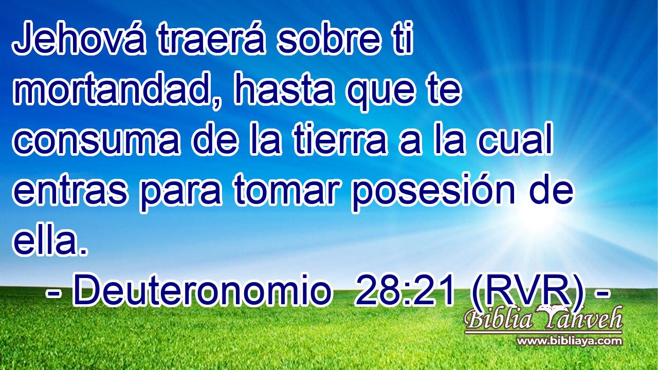 Jehová traerá sobre ti mortandad, hasta que te consuma de la tierra a la cual entras para tomar posesión de ella.
