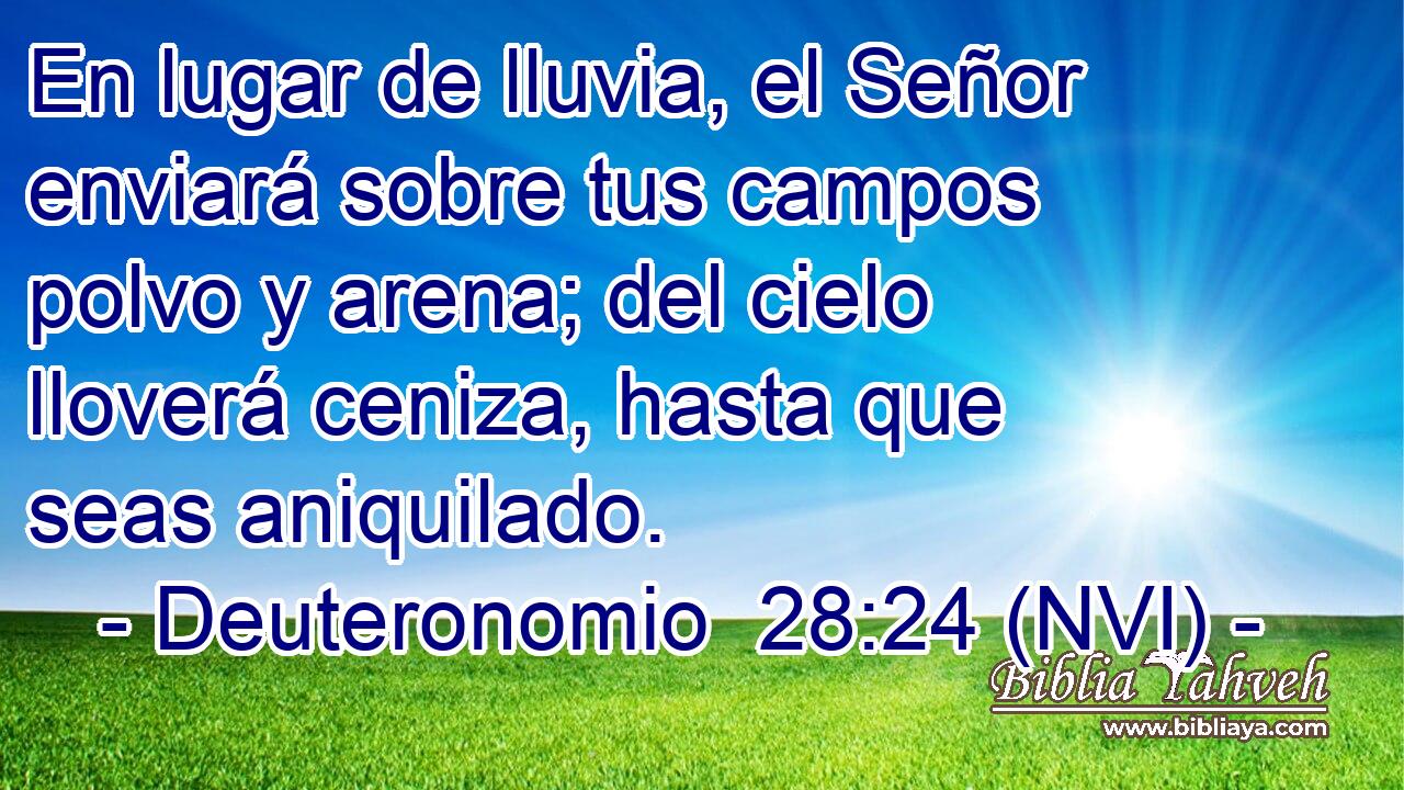  En lugar de lluvia, el Señor enviará sobre tus campos polvo y arena; del cielo lloverá ceniza, hasta que seas aniquilado. 