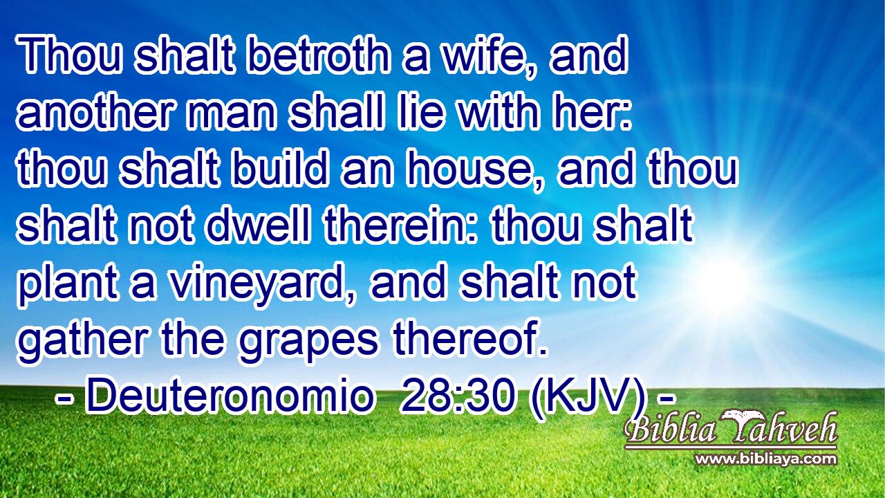 Thou shalt betroth a wife, and another man shall lie with her: thou shalt build an house, and thou shalt not dwell therein: thou shalt plant a vineyard, and shalt not gather the grapes thereof.