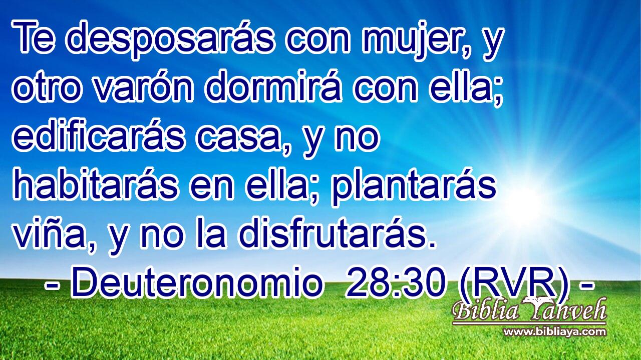 Te desposarás con mujer, y otro varón dormirá con ella; edificarás casa, y no habitarás en ella; plantarás viña, y no la disfrutarás.
