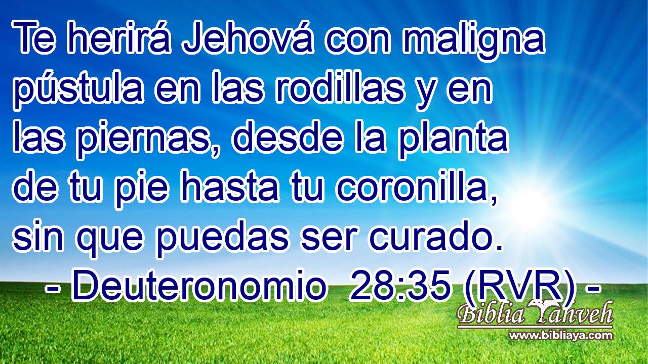 Te herirá Jehová con maligna pústula en las rodillas y en las piernas, desde la planta de tu pie hasta tu coronilla, sin que puedas ser curado.