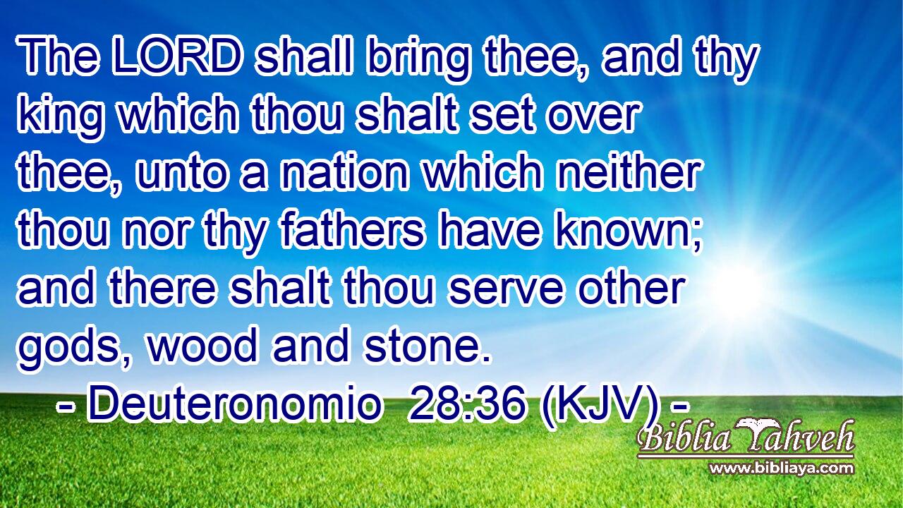 The LORD shall bring thee, and thy king which thou shalt set over thee, unto a nation which neither thou nor thy fathers have known; and there shalt thou serve other gods, wood and stone.