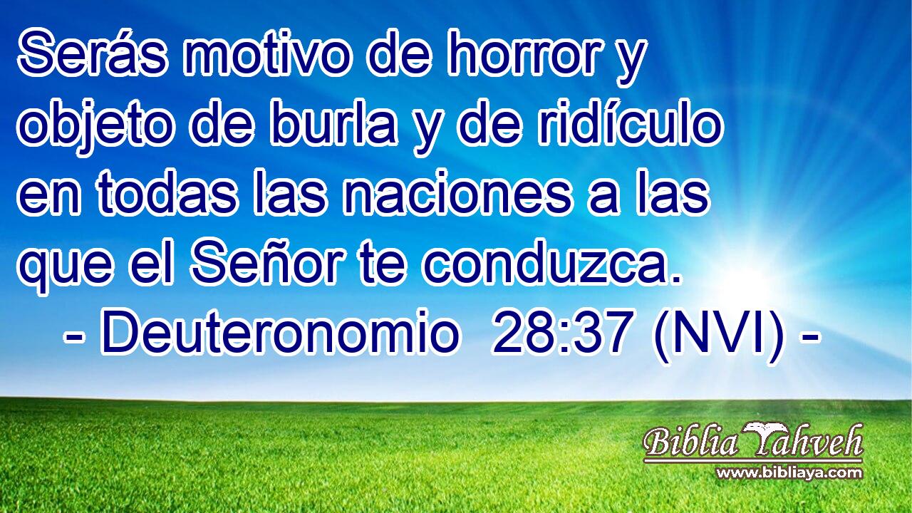  Serás motivo de horror y objeto de burla y de ridículo en todas las naciones a las que el Señor te conduzca. 