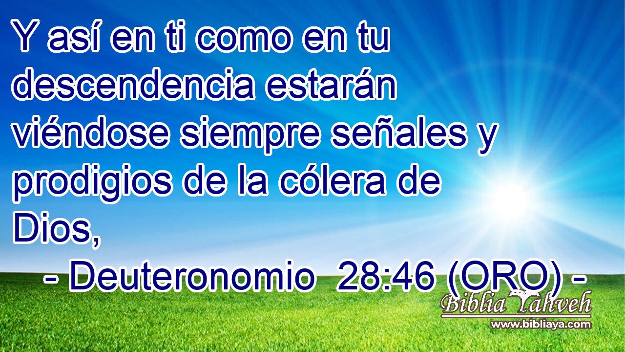  Y así en ti como en tu descendencia estarán viéndose siempre señales y prodigios de la cólera de Dios, 