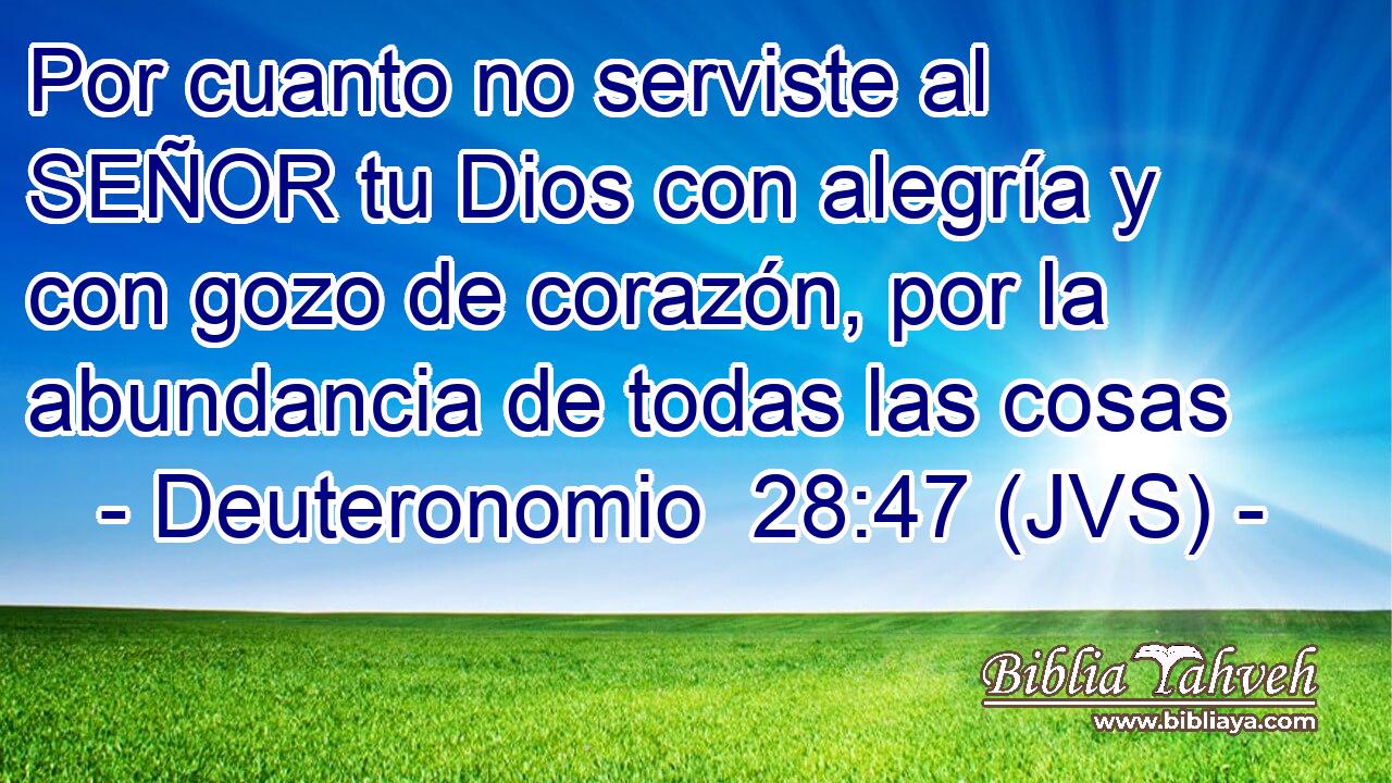 Por cuanto no serviste al SEÑOR tu Dios con alegría y con gozo de corazón, por la abundancia de todas las cosas