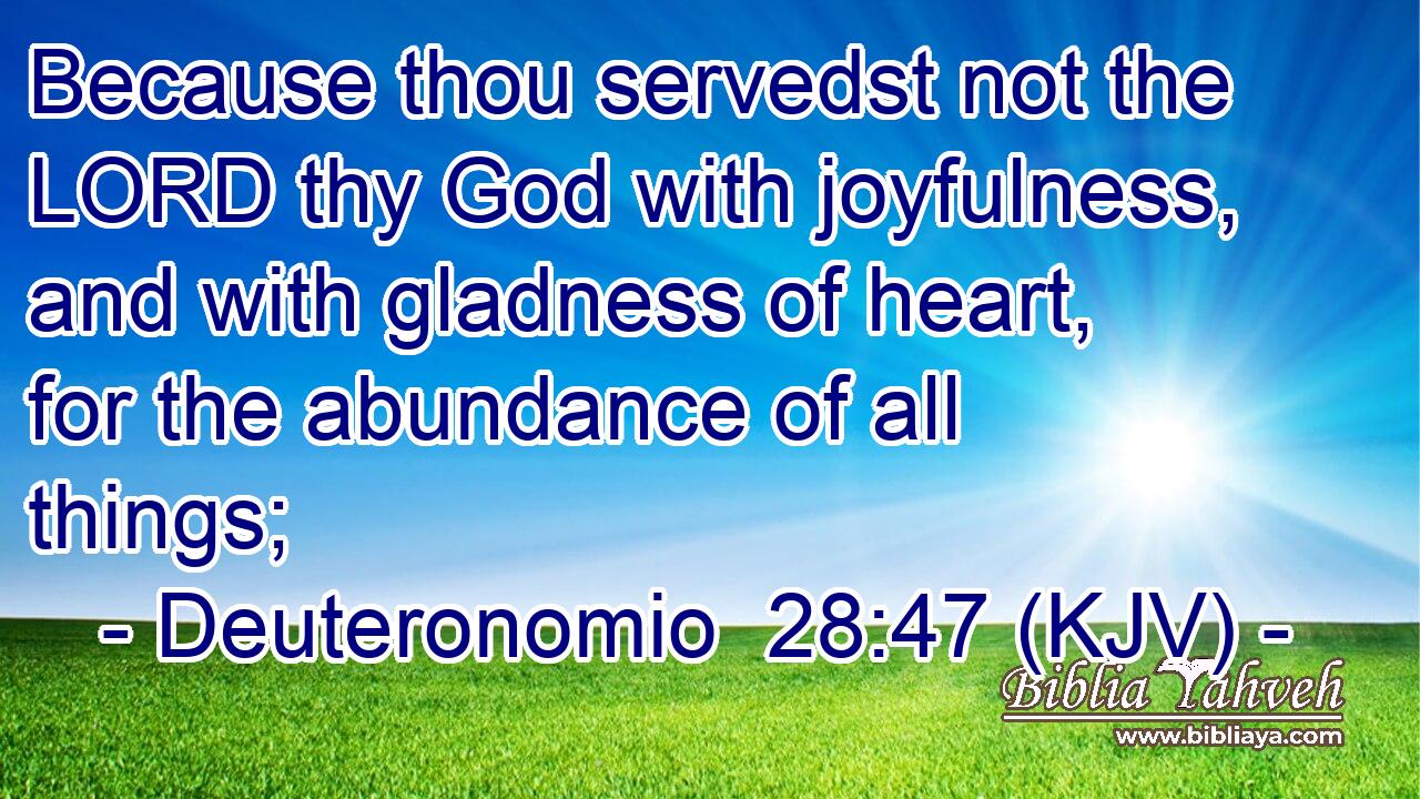 Because thou servedst not the LORD thy God with joyfulness, and with gladness of heart, for the abundance of all things;