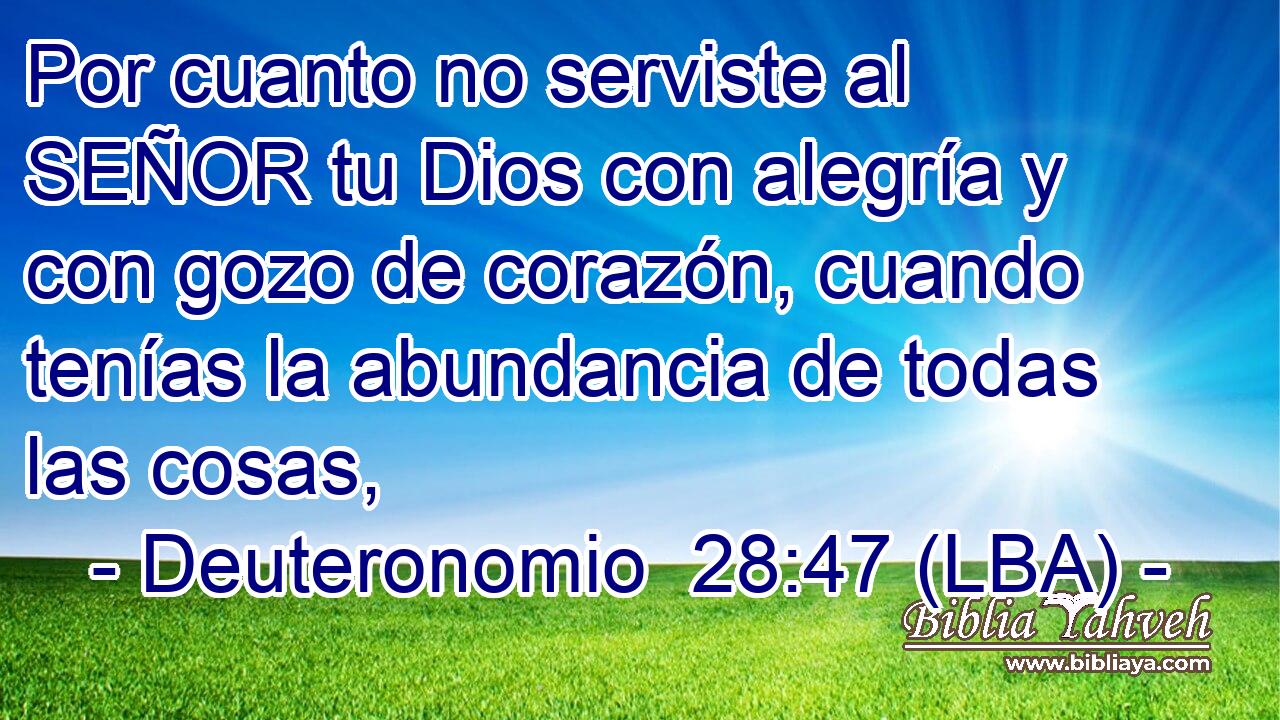 Por cuanto no serviste al SEÑOR tu Dios con alegría y con gozo de corazón, cuando tenías la abundancia de todas las cosas,