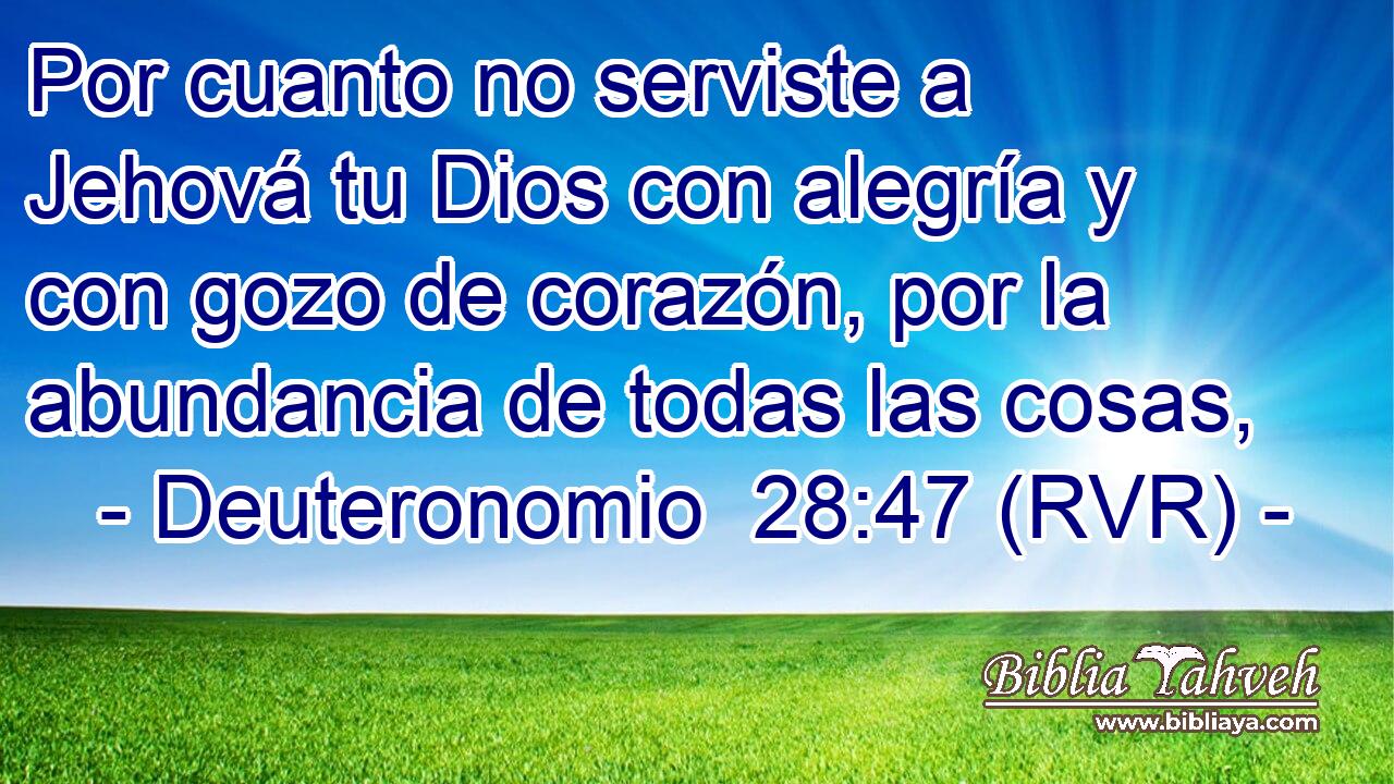 Por cuanto no serviste a Jehová tu Dios con alegría y con gozo de corazón, por la abundancia de todas las cosas,