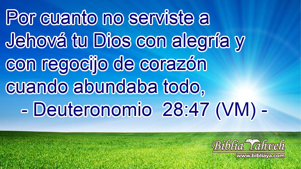  Por cuanto no serviste a Jehová tu Dios con alegría y con regocijo de corazón cuando abundaba todo, 