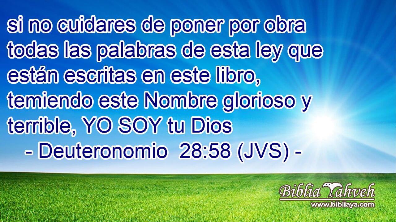 si no cuidares de poner por obra todas las palabras de esta ley que están escritas en este libro, temiendo este Nombre glorioso y terrible, YO SOY tu Dios