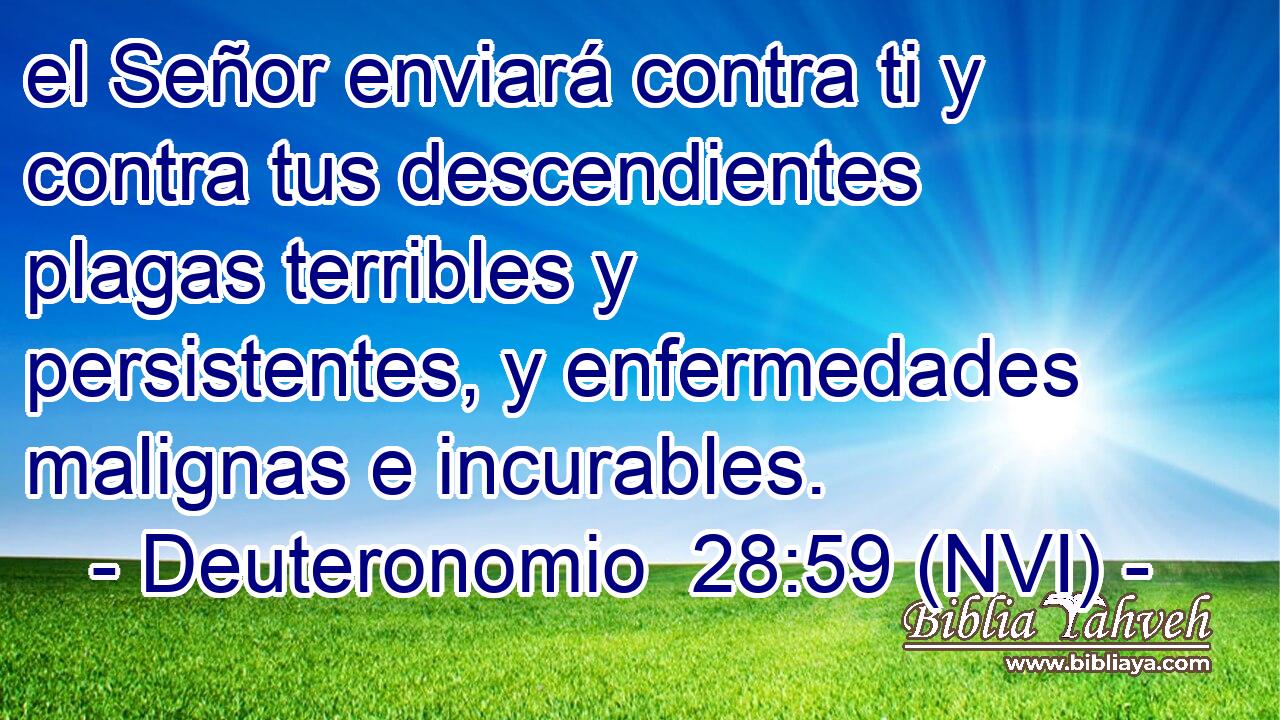  el Señor enviará contra ti y contra tus descendientes plagas terribles y persistentes, y enfermedades malignas e incurables. 