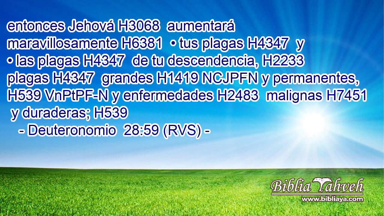 entonces Jehová H3068  aumentará maravillosamente H6381  • tus plagas H4347  y • las plagas H4347  de tu descendencia, H2233  plagas H4347  grandes H1419 NCJPFN y permanentes, H539 VnPtPF-N y enfermedades H2483  malignas H7451  y duraderas; H539  