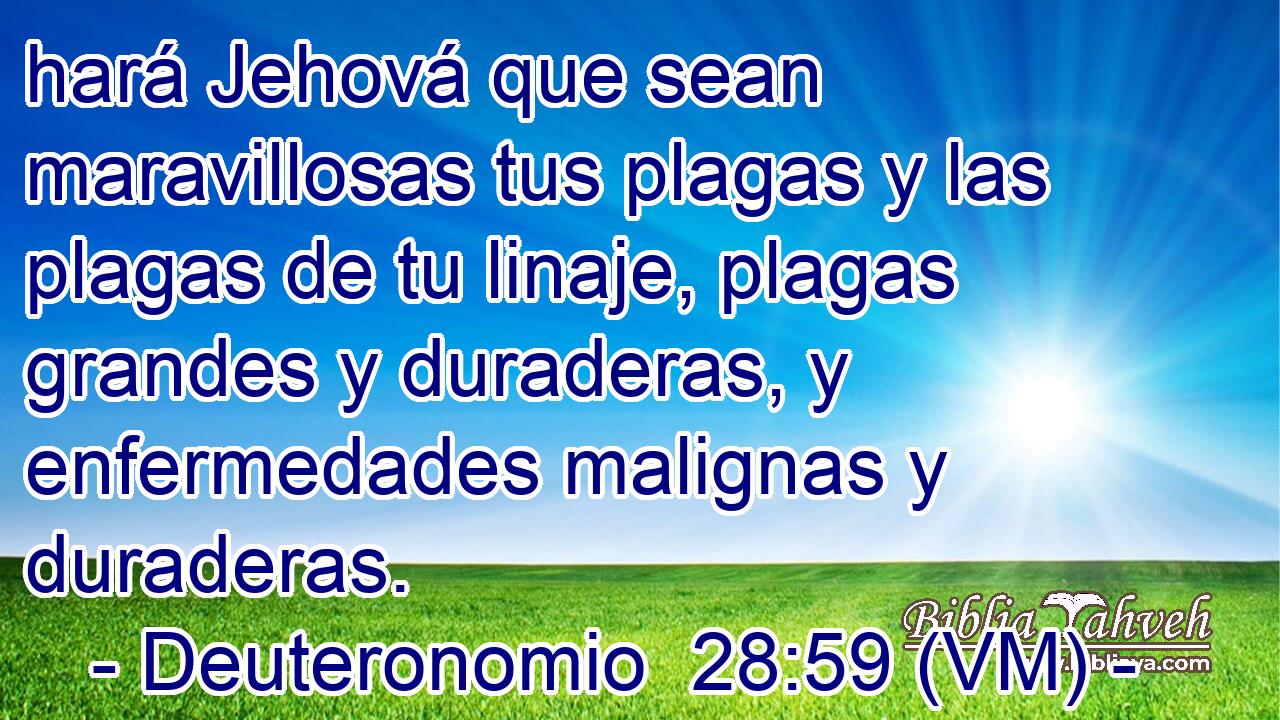  hará Jehová que sean maravillosas tus plagas y las plagas de tu linaje, plagas grandes y duraderas, y enfermedades malignas y duraderas. 