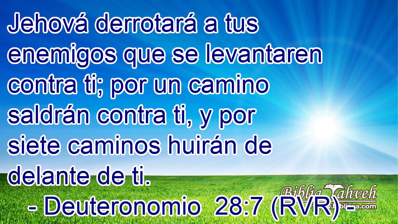 Jehová derrotará a tus enemigos que se levantaren contra ti; por un camino saldrán contra ti, y por siete caminos huirán de delante de ti.