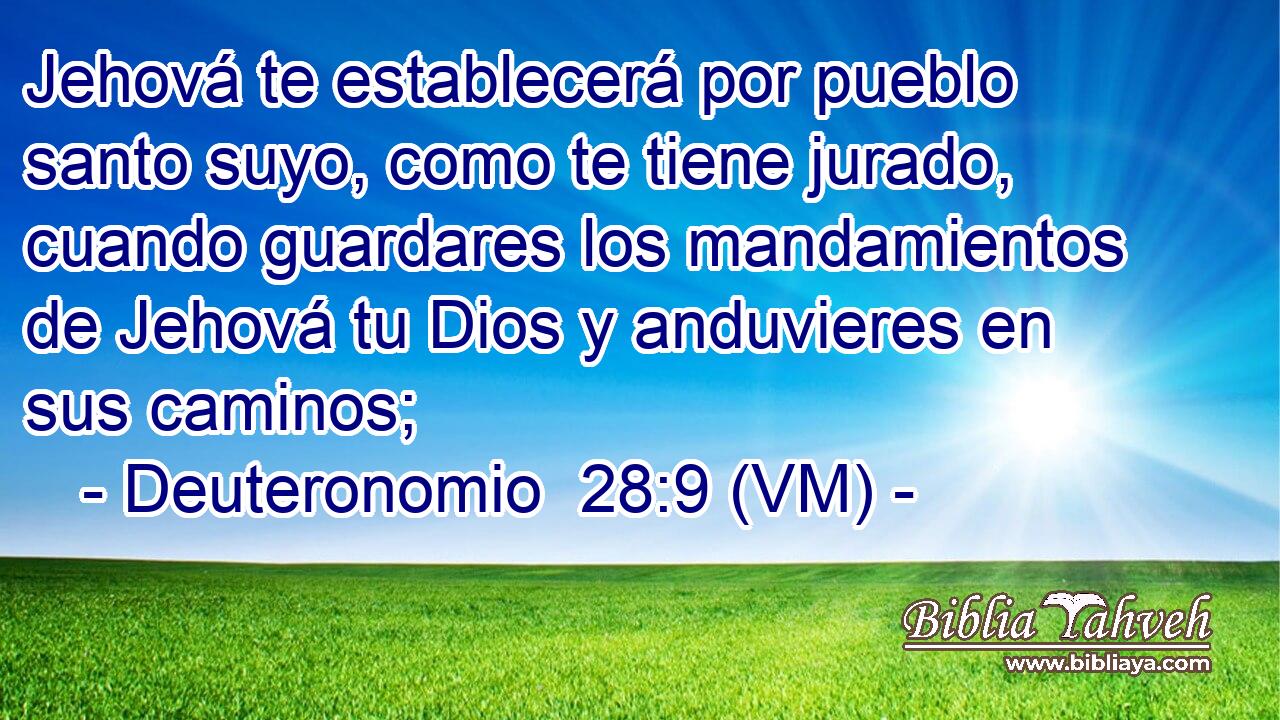  Jehová te establecerá por pueblo santo suyo, como te tiene jurado, cuando guardares los mandamientos de Jehová tu Dios y anduvieres en sus caminos; 