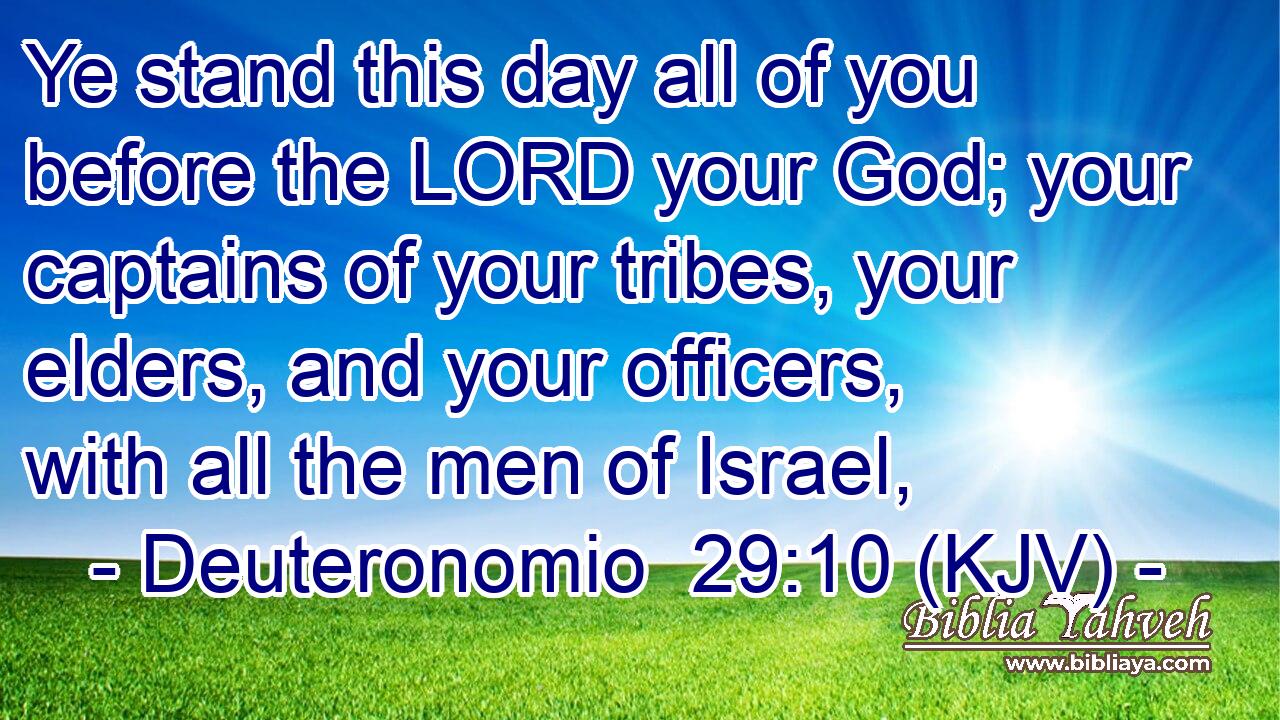 Ye stand this day all of you before the LORD your God; your captains of your tribes, your elders, and your officers, with all the men of Israel,