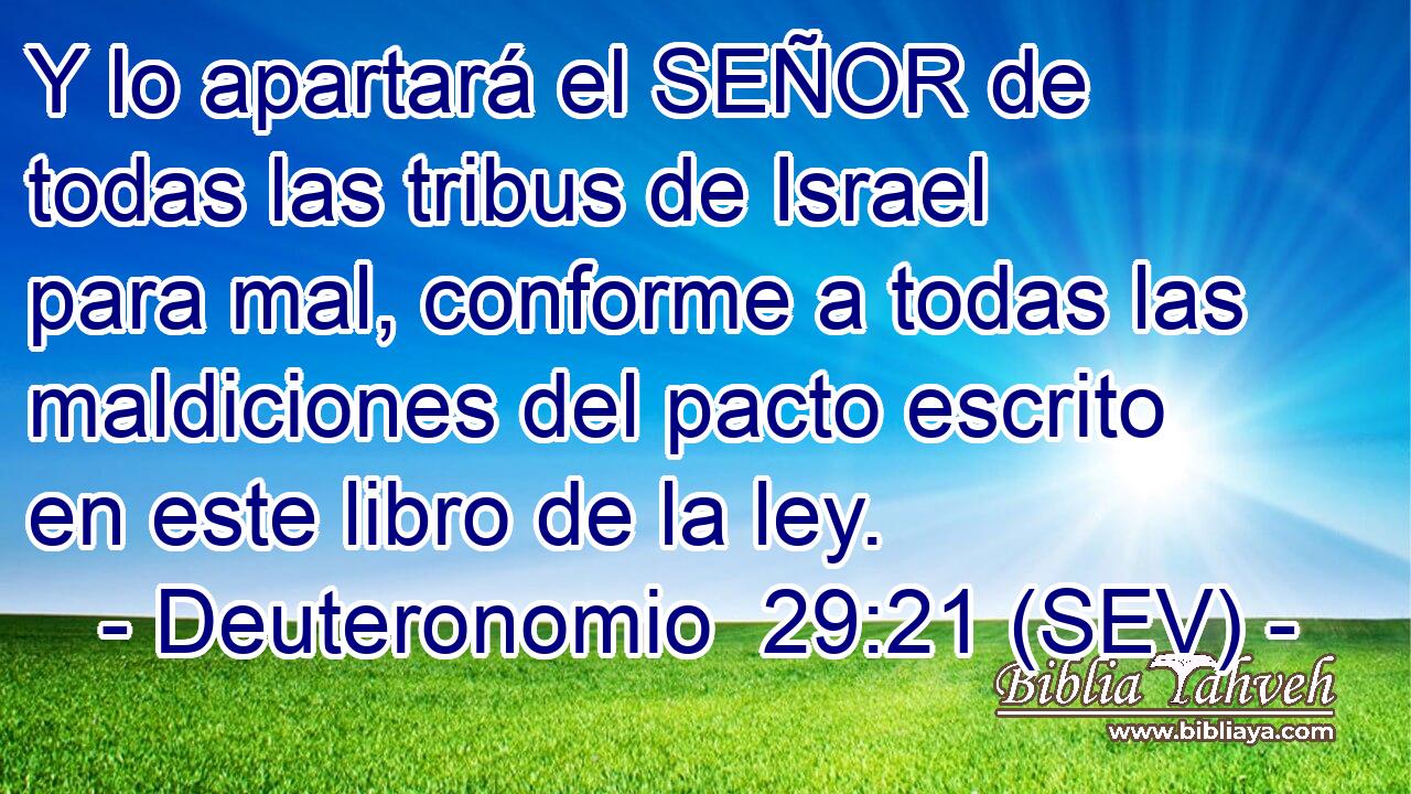Y lo apartará el SEÑOR de todas las tribus de Israel para mal, conforme a todas las maldiciones del pacto escrito en este libro de la ley.