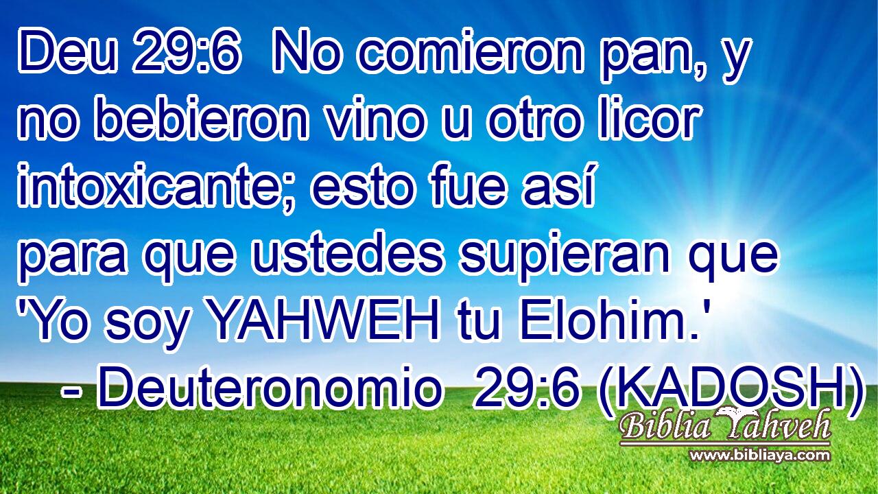 No comieron pan, y no bebieron vino u otro licor intoxicante; esto fue así para que ustedes supieran que 'Yo soy YAHWEH tu Elohim.' 