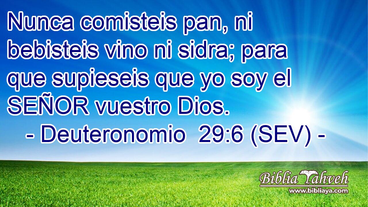 Nunca comisteis pan, ni bebisteis vino ni sidra; para que supieseis que yo soy el SEÑOR vuestro Dios.