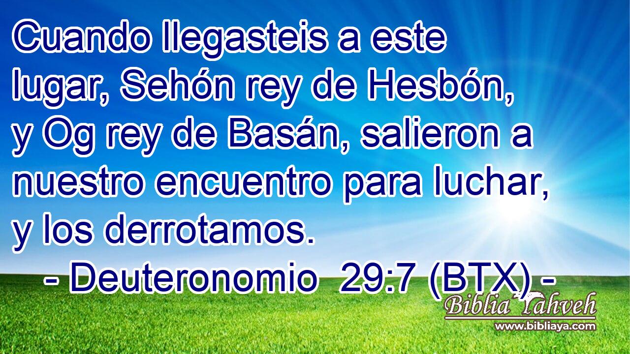 Cuando llegasteis a este lugar, Sehón rey de Hesbón, y Og rey de Basán, salieron a nuestro encuentro para luchar, y los derrotamos.