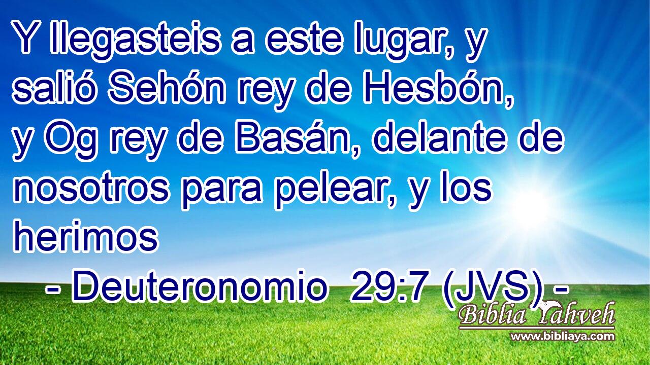 Y llegasteis a este lugar, y salió Sehón rey de Hesbón, y Og rey de Basán, delante de nosotros para pelear, y los herimos
