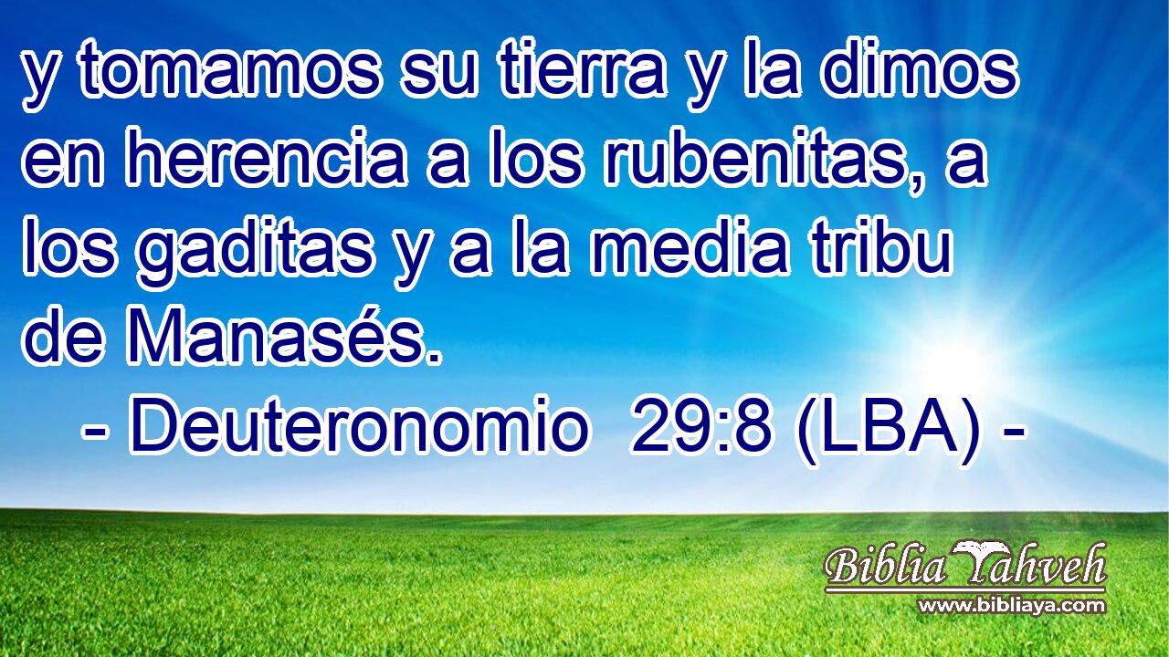 y tomamos su tierra y la dimos en herencia a los rubenitas, a los gaditas y a la media tribu de Manasés.