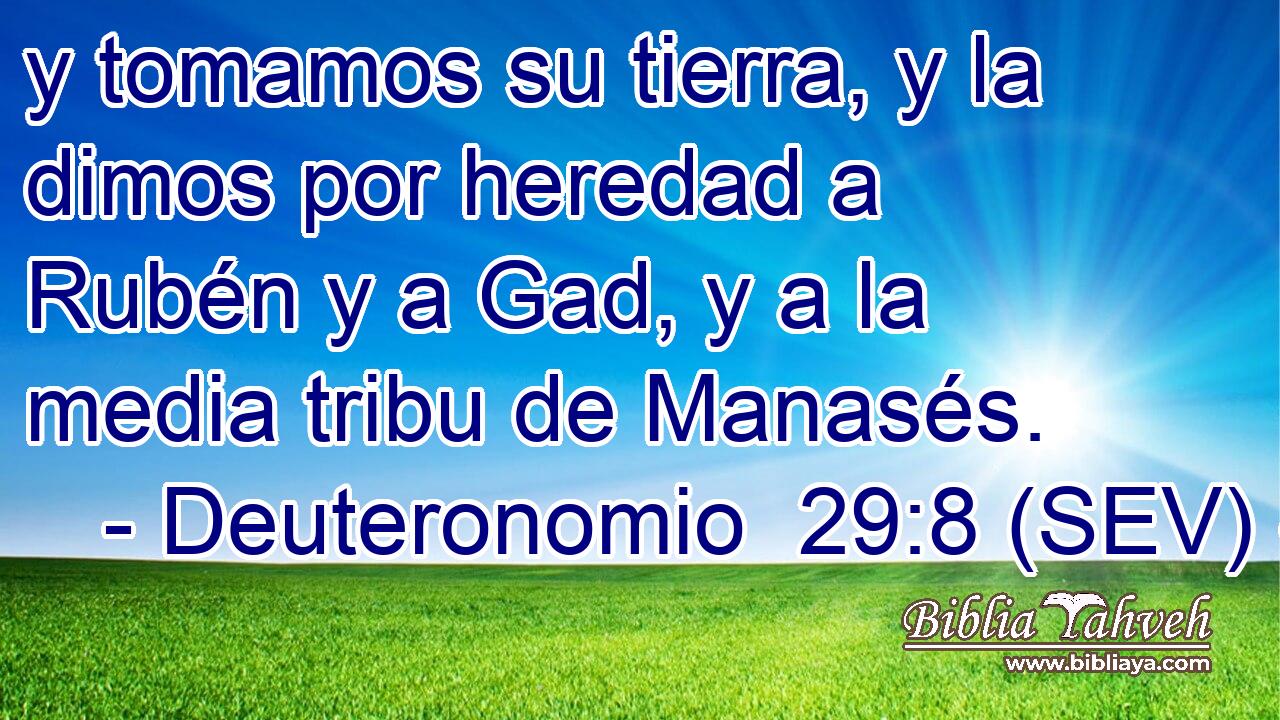 y tomamos su tierra, y la dimos por heredad a Rubén y a Gad, y a la media tribu de Manasés.